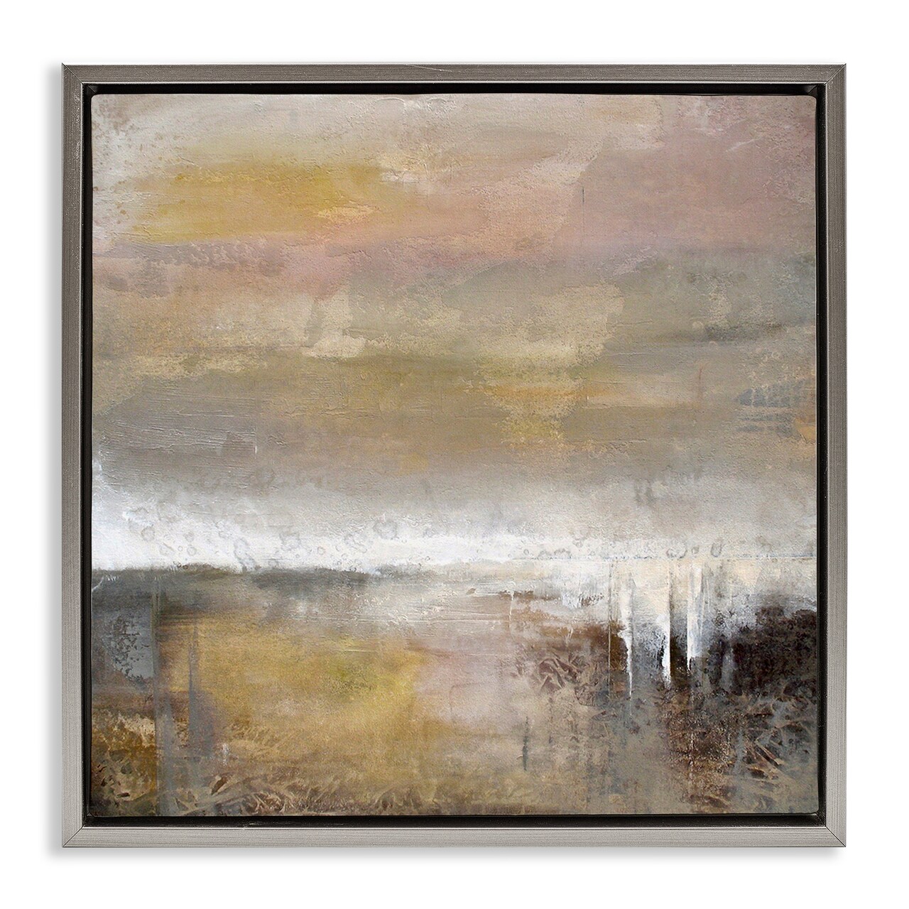 Stupell Industries Neutral Earthy Abstract Landscape Floating Frame Design by Karen Hale